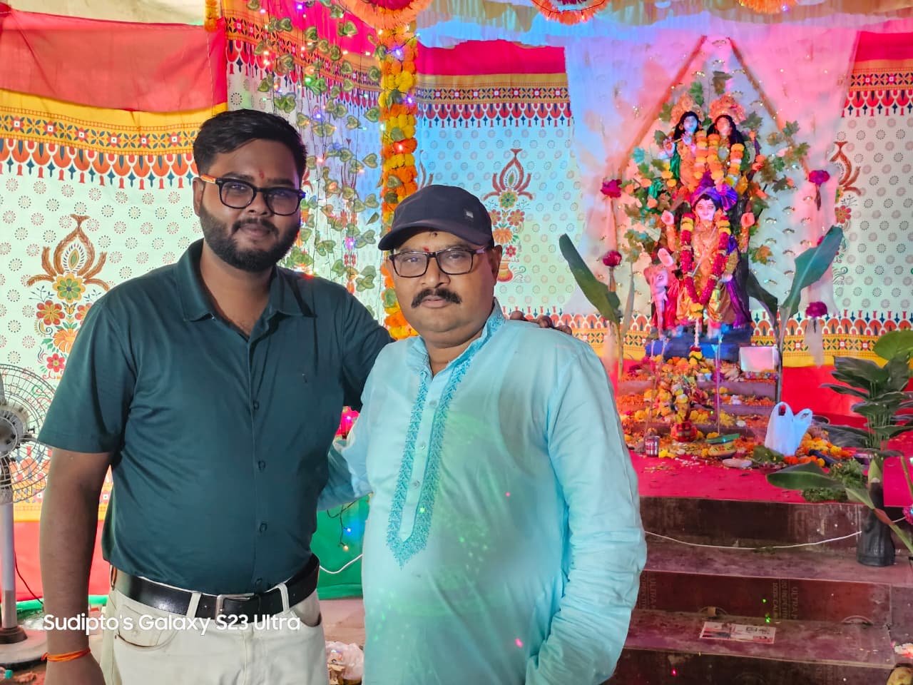 Vishwakarma Puja pooja rituals and team gathering on site