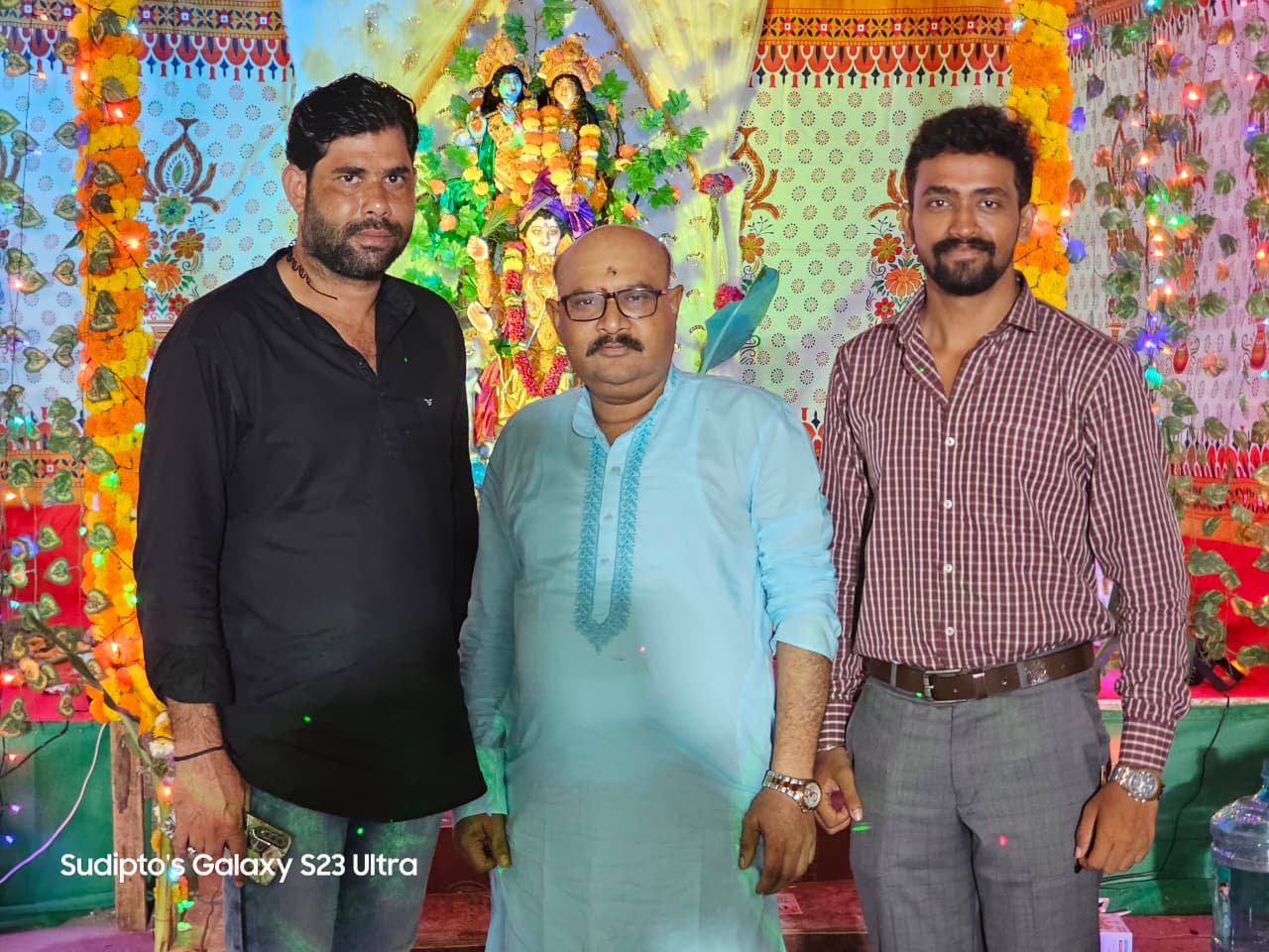 Site engineers and team during Vishwakarma Puja rituals